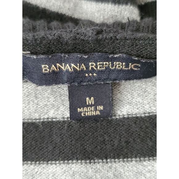 BANANA REPUBLIC Women's Black & Gray Striped Hooded Sweater Sz M - Picture 9 of 11